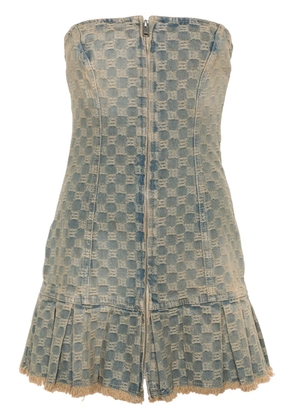 MISBHV monogram-jacquard denim mini dress - Blue