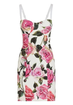 Dolce & Gabbana floral-print mini dress - White