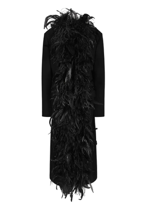 Dolce & Gabbana feather-trim coat - Black
