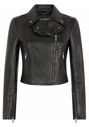 Dolce & Gabbana cropped leather jacket - Black