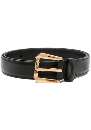 Versace logo-engraved leather belt - Black