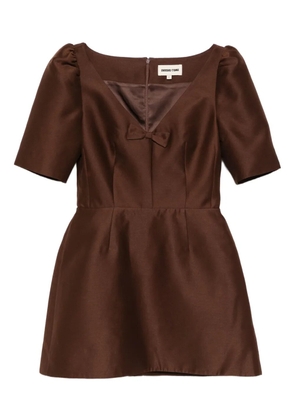 SHUSHU/TONG bow-detailing puff-sleeve dress - Brown