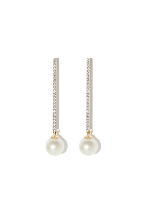 Mateo 14kt yellow gold diamond pavé pearl drop earrings