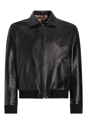 Dolce & Gabbana leather zip-fastening bomber jacket - Black