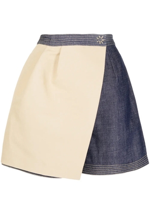 Dice Kayek colour-block denim skirt - Brown