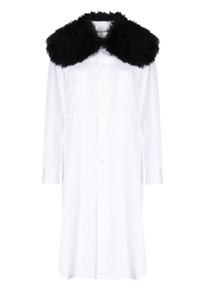 Comme Des Garçons fur-collar midi shirtdress - White
