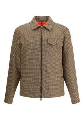 Moncler houndstooth-pattern zip-front jacket - Brown