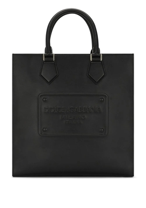 Dolce & Gabbana logo-embossed leather tote bag - Black