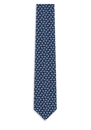 Zegna patterned-jacquard silk tie - Blue