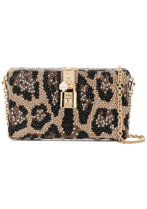 Dolce & Gabbana Dolce Box rhinestone-embellished clutch bag - Brown