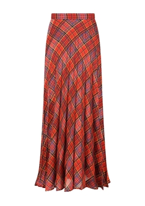 Saint Laurent pleated plaid-pattern skirt - Red