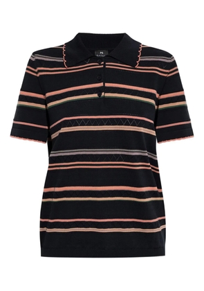 PS Paul Smith striped scalloped-edge polo shirt - Black