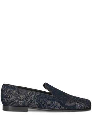 ETRO floral-motif patterned-jacquard loafers - Blue