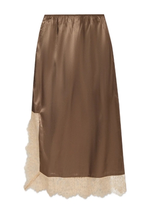 MUNTHE Ravn lace-trim midi skirt - Brown