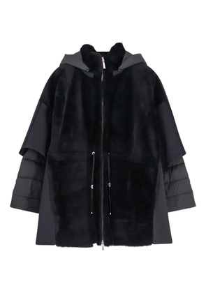 Moorer hooded zip-up coat - Black