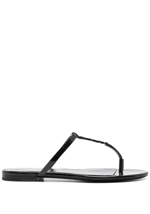 Saint Laurent Cassandra leather slides - Black