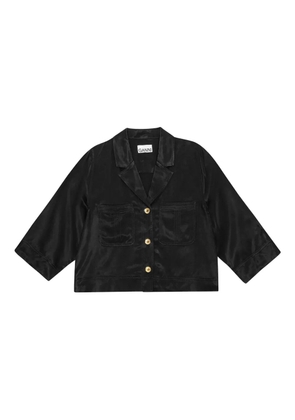 GANNI notched-collar shirt - Black