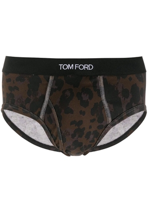 TOM FORD leopard cotton briefs - Brown