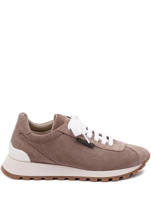Brunello Cucinelli suede lace-up sneakers - Brown