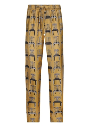 Dolce & Gabbana graphic-print silk lounge trousers - Yellow