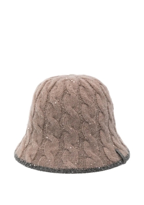 Brunello Cucinelli cable-knit sequin bucket hat - Brown