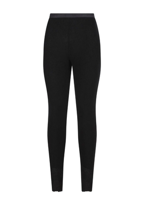 Valentino Garavani ribbed lace-detailed leggings - Black