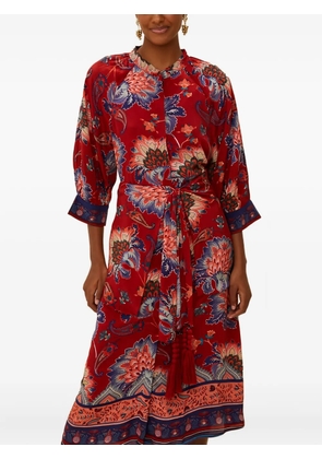 FARM Rio tie-waist floral midi dress - Red
