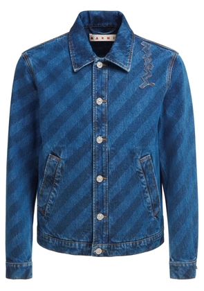 Marni diagonal-stripes denim jacket - Blue