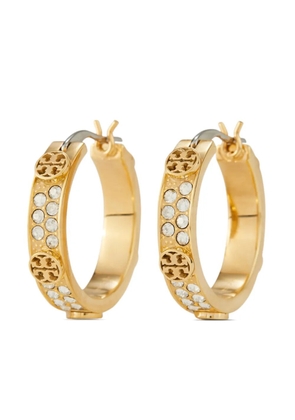 Tory Burch small Miller crystal hoop earrings - Gold