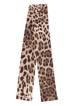 Dolce & Gabbana leopard-print silk scarf - Neutrals