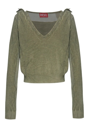 Diesel draped V-neck cotton sweater - Green