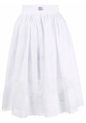 Dolce & Gabbana floral lace flared midi skirt - White
