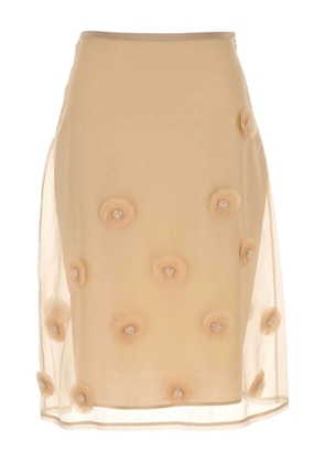 Max Mara Ombrosa floral-embellished midi skirt - Neutrals