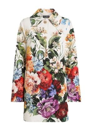 Dolce & Gabbana floral-print coat - White