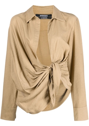 Jacquemus La Chemise Bahia draped shirt - Neutrals