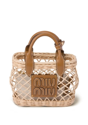 Miu Miu woven basket tote bag - Brown