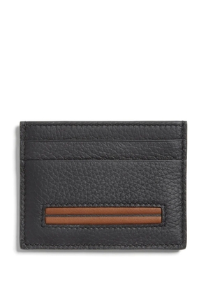 Zegna logo-patch leather card holder - Black