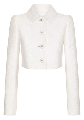 Dolce & Gabbana DG-logo jacquard cropped jacket - White