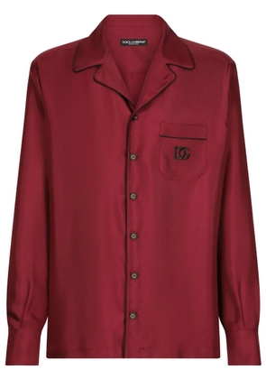 Dolce & Gabbana DG Essentials logo-patch silk shirt - Red
