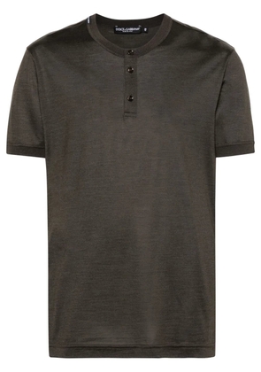 Dolce & Gabbana silk henley T-shirt - Brown
