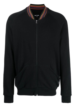 Paul Smith striped-collar logo-patch jacket - Black