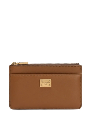 Dolce & Gabbana Dauphine logo-plaque zip-around card holder - Brown