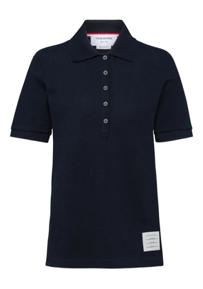 Thom Browne four-bar striped rib-cuffs polo top - Black