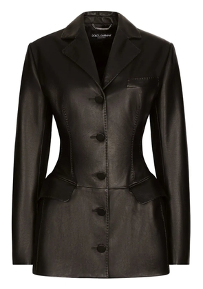 Dolce & Gabbana single-breasted leather blazer - Black