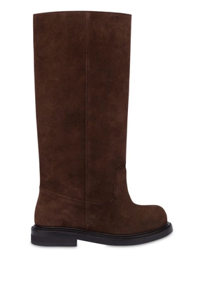 Moschino slip-on knee-high suede boots - Brown