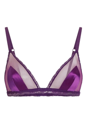 Dolce & Gabbana DNA lace-detailed satin bra - Purple