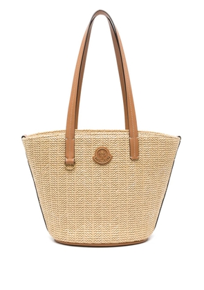 Moncler small Hubba raffia tote bag - Neutrals