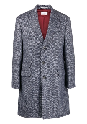 Brunello Cucinelli herringbone-pattern midi coat - Blue
