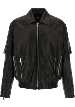 Balmain layered leather jacket - Black