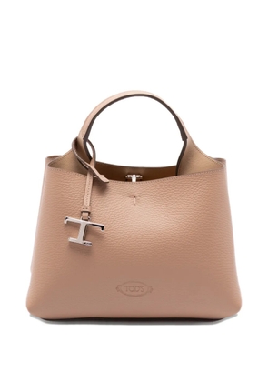 Tod's logo-charm leather tote bag - Neutrals
